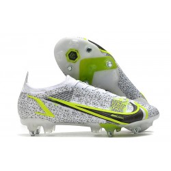 Nike Mercurial Vapor 14 Elite SG Silver Safari - Blanc Noir Argenté Jaune Fluo