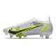 Nike Mercurial Vapor 14 Elite SG Silver Safari - Blanc Noir Argenté Jaune Fluo