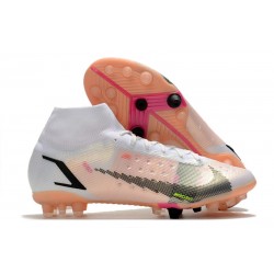 Nike Mercurial Superfly VIII Elite AG Blanc Noir Carmin Rose