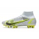 Nike Mercurial Superfly VIII Elite AG Silver Safari - Blanc Noir Argenté Jaune Fluo