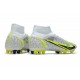 Nike Mercurial Superfly VIII Elite AG Silver Safari - Blanc Noir Argenté Jaune Fluo