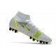 Nike Mercurial Superfly VIII Elite AG Silver Safari - Blanc Noir Argenté Jaune Fluo