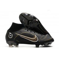 Chaussure Nike Mercurial Superfly 8 Elite FG Noir Or Métallique Argent étallique