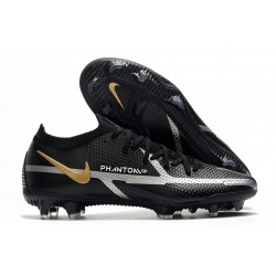 Crampon Nike Phantom GT2 Elite FG Noir Gris Foncé Métallique Or Métallique