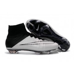 Cristiano Ronaldo CR Chaussure 2016 Nike Mercurial Superfly FG Cuir Blanc Noir