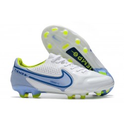 Chaussures Nike Tiempo Legend 9 Elite FG Blanc Bleu