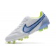 Chaussures Nike Tiempo Legend 9 Elite FG Blanc Bleu