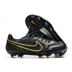 Chaussures Nike Tiempo Legend 9 Elite FG Noir Gris Foncé Métallique Anthracite