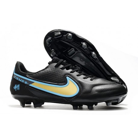 Chaussures Nike Tiempo Legend 9 Elite FG Noir Or Bleu