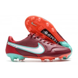 Chaussures Nike Tiempo Legend 9 Elite FG Rouge Equipe Blanc Hibiscus Mystique