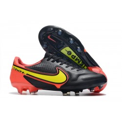 Chaussures Nike Tiempo Legend 9 Elite FG Noir Jaune Rouge