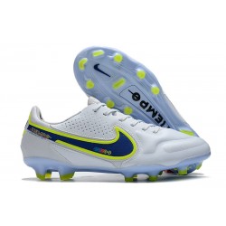 Chaussures Nike Tiempo Legend 9 Elite FG Blanc Bleu