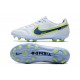 Chaussures Nike Tiempo Legend 9 Elite FG Blanc Bleu