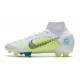 Chaussure Nike Mercurial Superfly 8 Elite FG Blanc Jaune Bleu