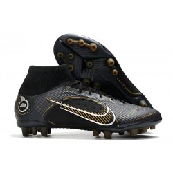 Nike Mercurial Superfly VIII Elite AG Noir Or Métallique Argent Métallique