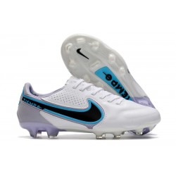 Chaussures Nike Tiempo Legend 9 Elite FG Blanc Noir Bleu