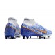 Nike Air Zoom Mercurial Superfly 9 Elite SG Blanc Bleu