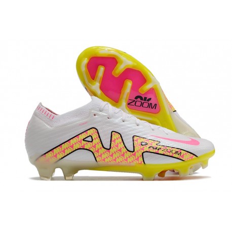 Nike Zoom Mercurial Vapor XV Elite FG Blanc Rose Jaune