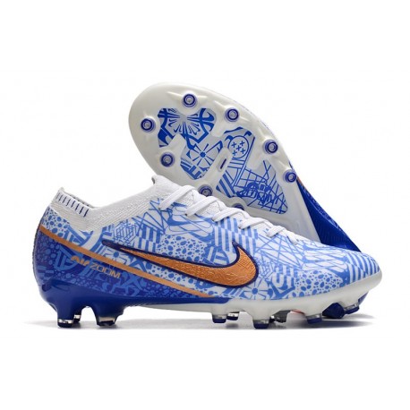 Nike Zoom Mercurial Vapor 15 Elite AG-Pro Blanc Bleu Or