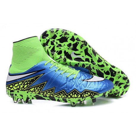 Chaussures de Foot à Crampons Nike HyperVenom Phantom 2 FG Bleu Vert