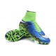 Chaussures de Foot à Crampons Nike HyperVenom Phantom 2 FG Bleu Vert