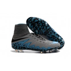 Chaussures de Foot à Crampons Nike HyperVenom Phantom 2 FG Gris Noir Bleu