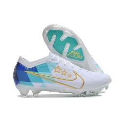 Chaussure Nike Zoom Mercurial Vapor 15 Elite FG Blanc Bleu Or