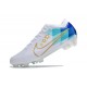 Chaussure Nike Zoom Mercurial Vapor 15 Elite FG Blanc Bleu Or
