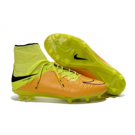 Chaussures de Foot à Crampons Nike HyperVenom Phantom 2 FG Cuir Jaune Noir