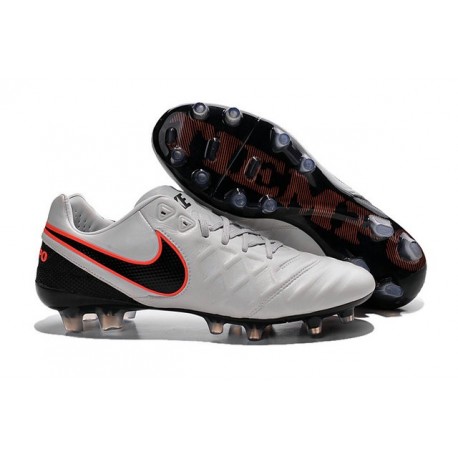 Nouveaux 2016 Chaussures Cuir de Kangourou Nike Tiempo Legend VI FG ACC Blanc Noir Orange