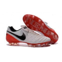 Nouveaux 2016 Chaussures Cuir de Kangourou Nike Tiempo Legend VI FG ACC Blanc Rouge Noir