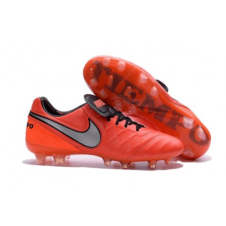 Nouveaux 2016 Chaussures Cuir de Kangourou Nike Tiempo Legend VI FG ACC Rouge Argent