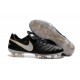 Nouveaux 2016 Chaussures Cuir de Kangourou Nike Tiempo Legend VI FG ACC Noir Blanc Or