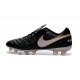 Nouveaux 2016 Chaussures Cuir de Kangourou Nike Tiempo Legend VI FG ACC Noir Blanc Or