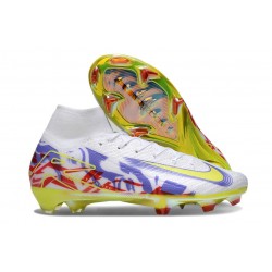 Chaussure Nike Mercurial Superfly X Elite FG Blanc Violet Jaune Rouge