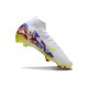 Chaussure Nike Mercurial Superfly X Elite FG Blanc Violet Jaune Rouge