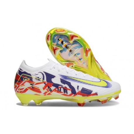 Chaussure Nike Mercurial Vapor XVI Elite FG Blanc Violet Jaune Rouge