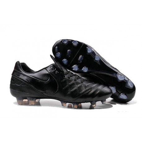 Nouveaux 2016 Chaussures Cuir de Kangourou Nike Tiempo Legend VI FG ACC Tout Noir