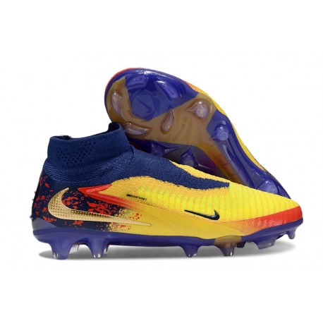 Chaussure de football Nike Phantom 6 High Elite FG Jaune Bleu Or