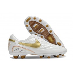 Crampons Nike Tiempo Legend 10 Elite FG Ronaldo Blanc Or