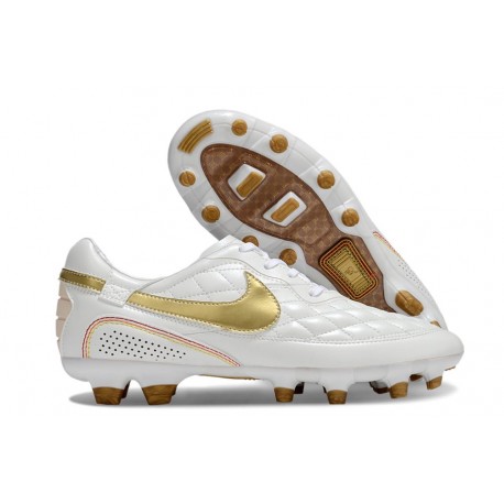 Crampons Nike Tiempo Legend 10 Elite FG Ronaldo Blanc Or