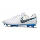 Crampons Nike Tiempo Legend 10 Elite FG Blanc Bleu Gris
