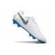 Crampons Nike Tiempo Legend 10 Elite FG Blanc Bleu Gris