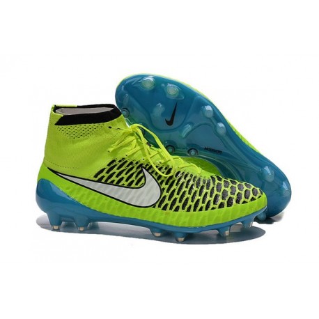 Crampons de Foot Nike Magista Obra FG ACC Homme Vert Bleu Blanc