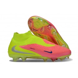 Chaussure de football Nike Phantom 6 High Elite FG Rose Jaune