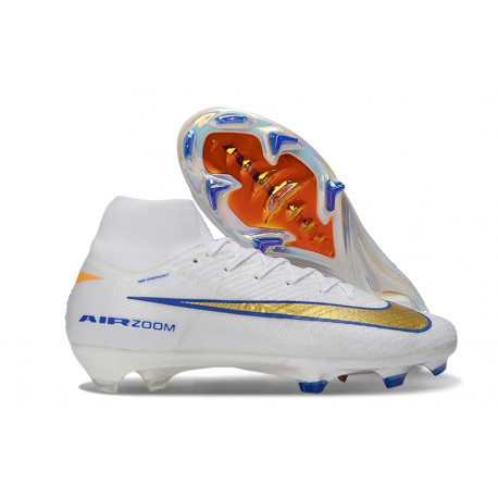 Crampons Nike Mercurial Superfly 10 Elite FG Blanc Or Bleu