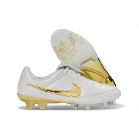 Crampons de Foot Nike Tiempo SE Elite FG Blanc Or