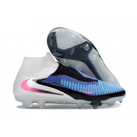 Chaussure Nike Phantom 6 High Elite FG Bleu Rapide Rose Explosif Blanc