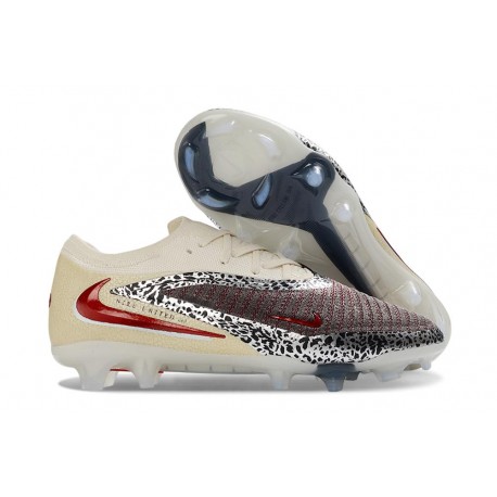 Chaussures Nike Phantom 6 L Elite FG Crème Bordeaux Rouge