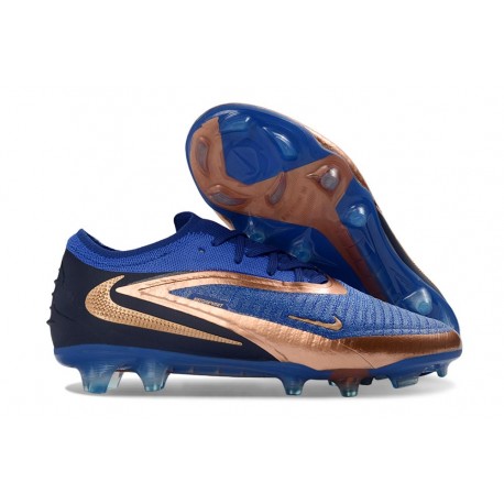 Crampon Nike Phantom 6 Low Elite FG Bleu Marine Bronze Métallique